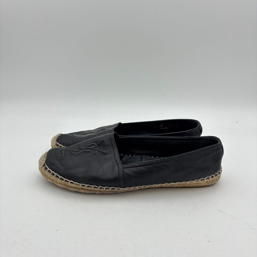 YSL Saint Laurent Logo Leather Espadrille Shoes Women's 39 US 9 - Picture 5 of 15
